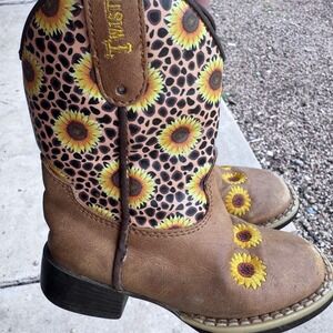 Twister Toddler boots girls 7 Sunflower Embroidered Leopard Brown Size 7 Twister